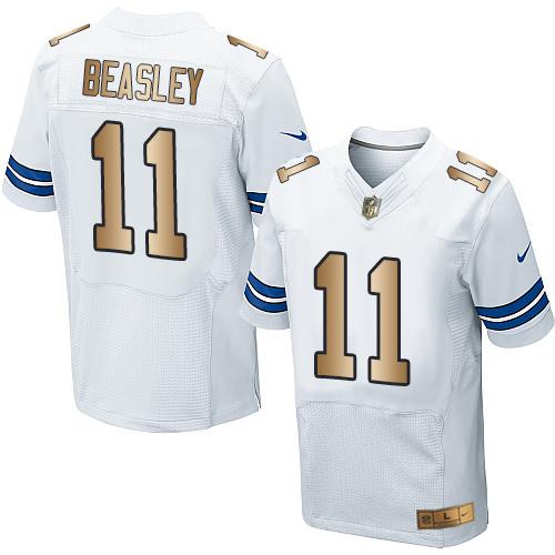 Nike Cowboys #11 Cole Beasley White Men's Stitched NFL Elite Gold Jersey